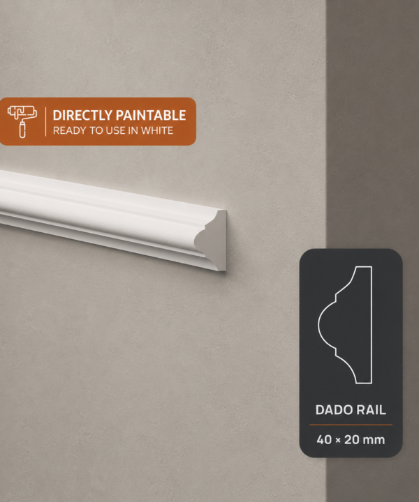 40mm Classic Polymer Dado Rail - White | 2.7m