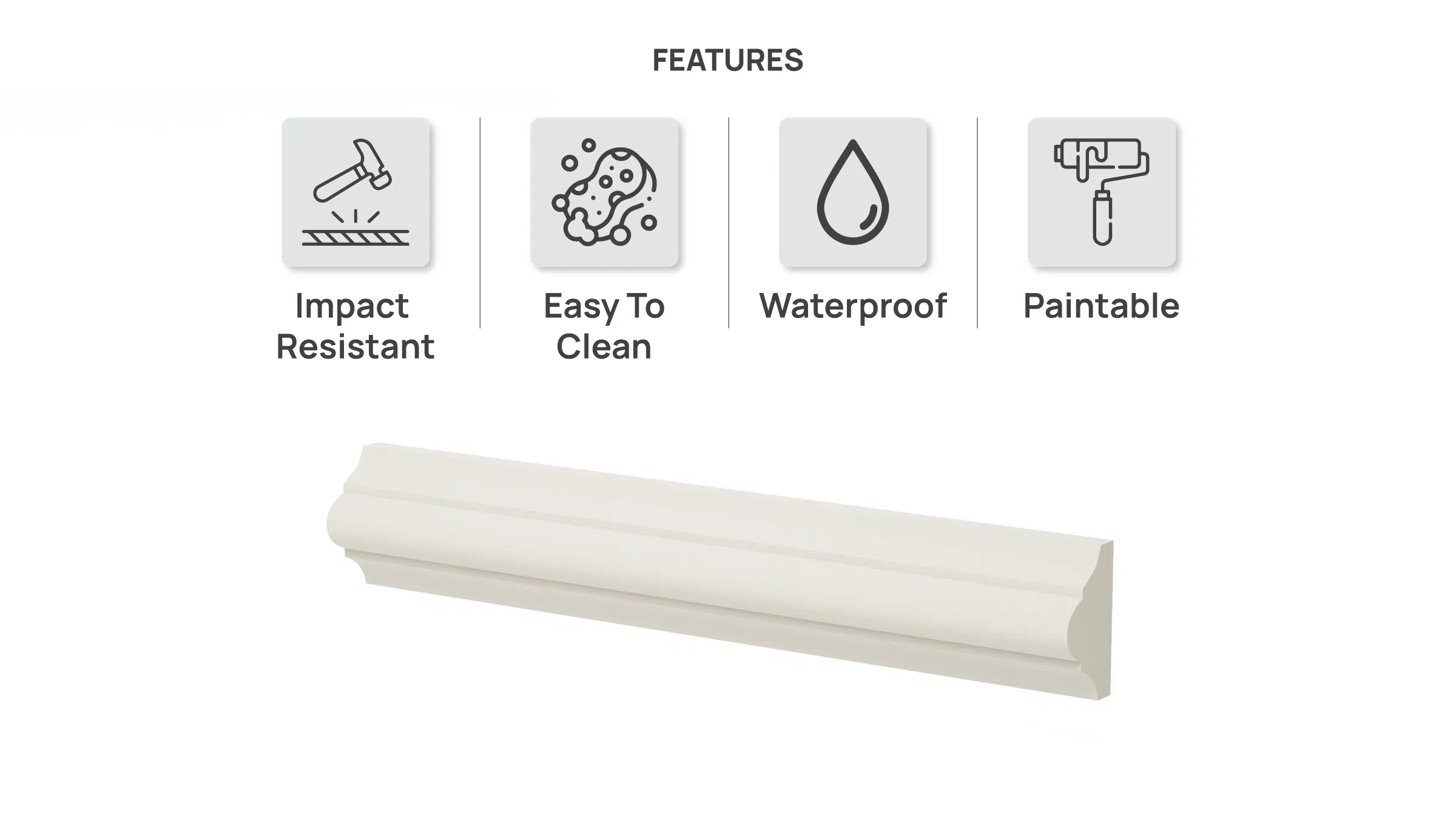 40mm Classic Polymer Dado Rail - White | 2.7m - Image 2