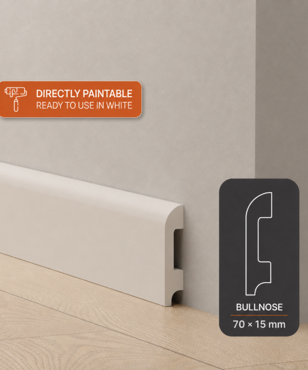 70mm Bullnose Polymer Skirting - White | 2.7m