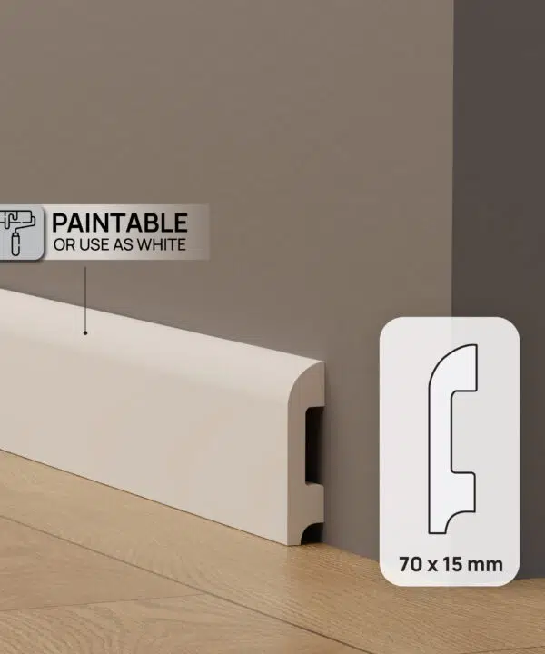 70mm Bullnose Polymer Skirting - White | 2.7m