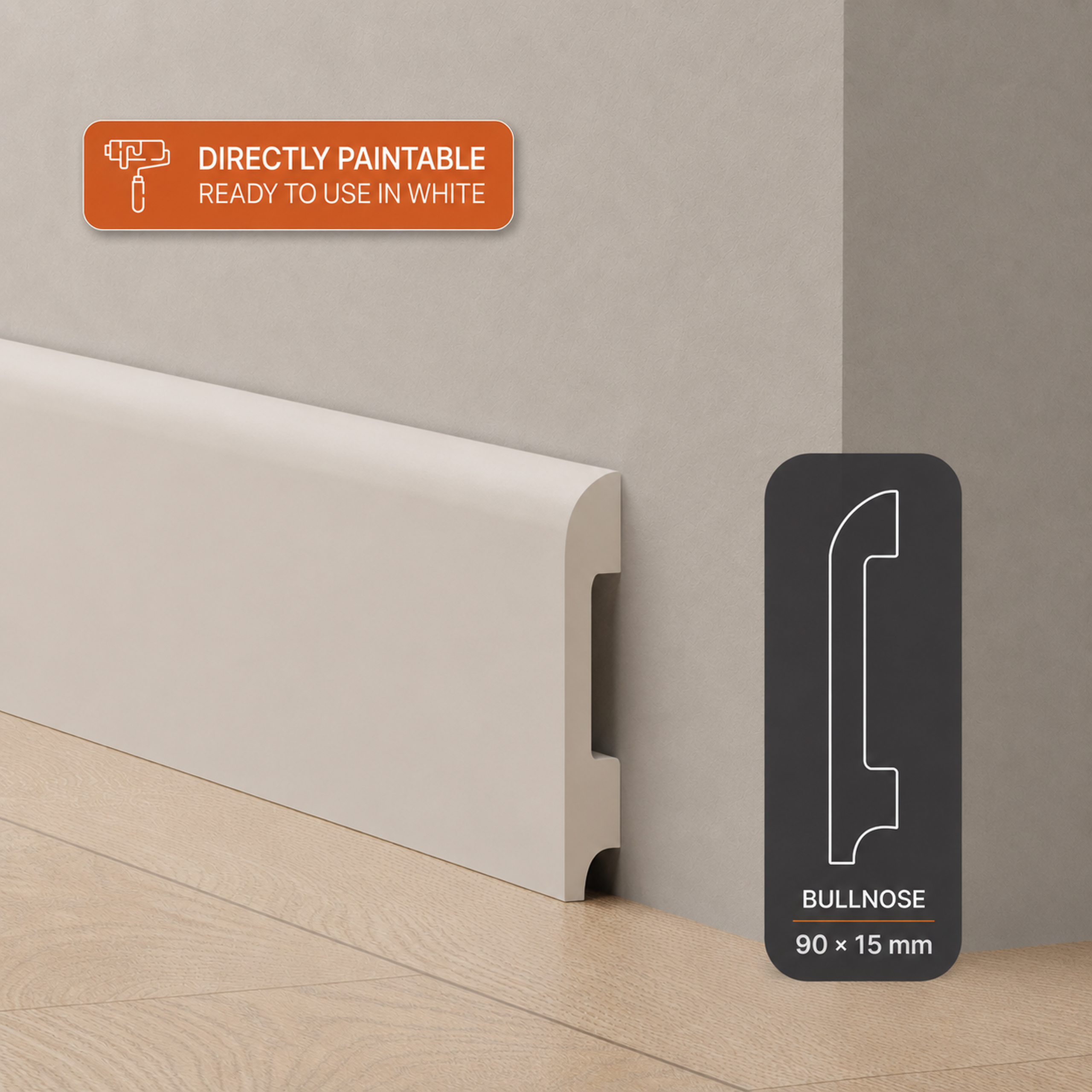 90mm Bullnose Polymer Skirting - White | 2.7m