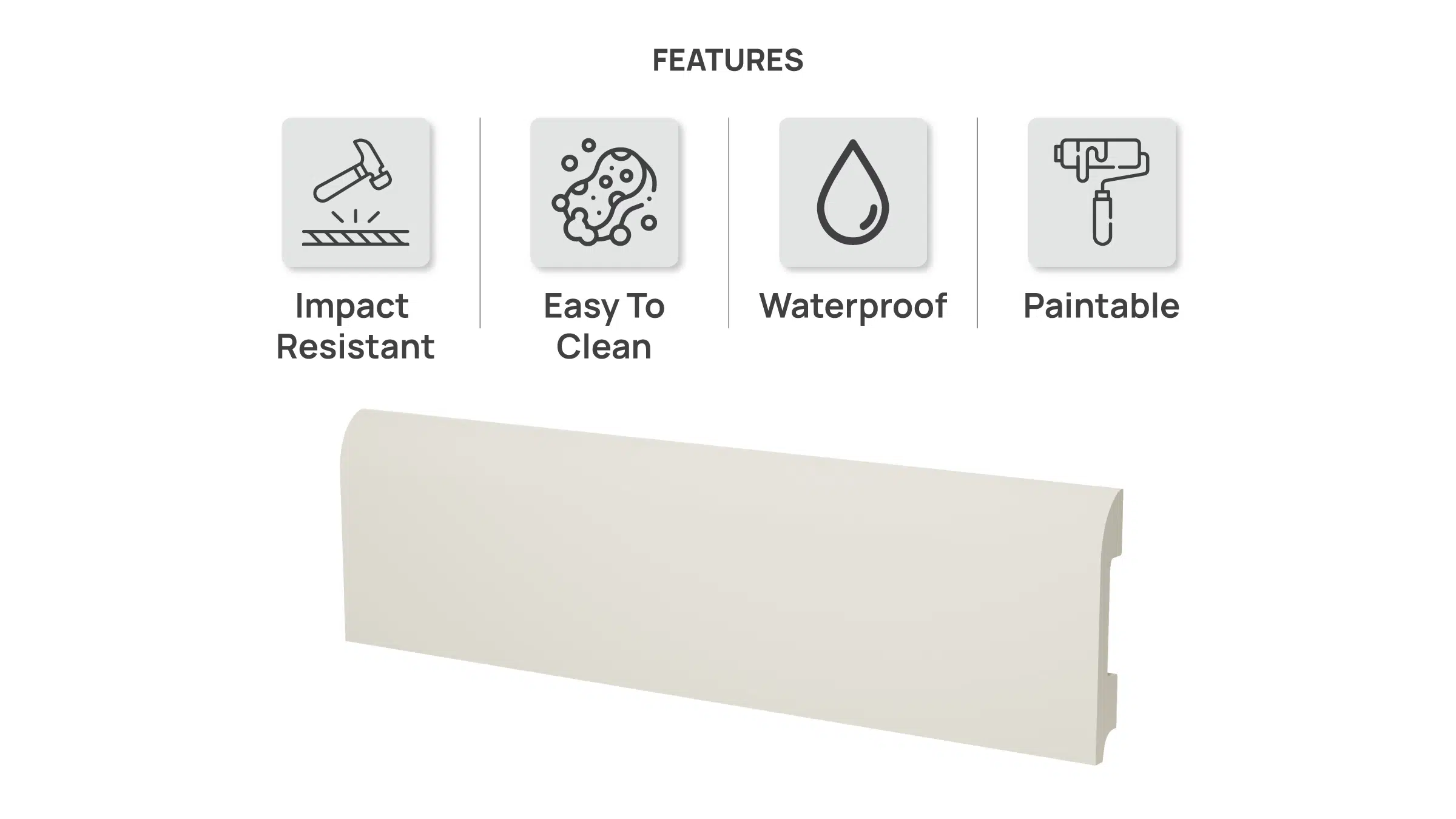 90mm Bullnose Polymer Skirting - White | 2.7m - Image 3