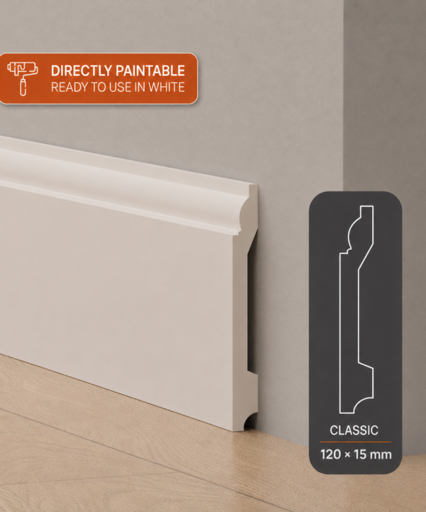 120mm Classic Polymer Skirting - White | 2.7m