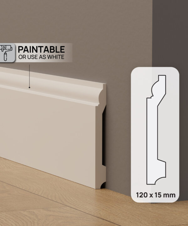 120mm Classic Polymer Skirting - White | 2.7m