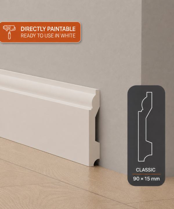 90mm Classic Polymer Skirting - White | 2.7m