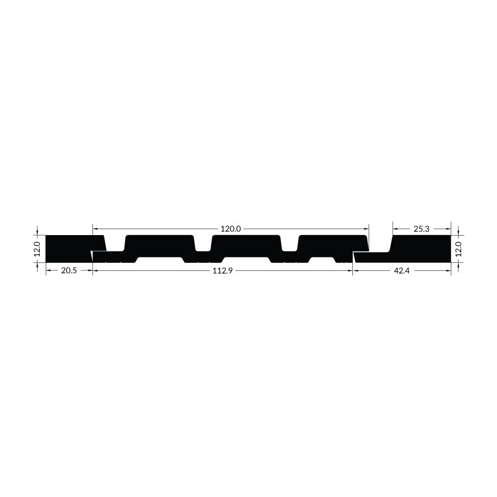 120 Panel Inside 120 x 12mm - Interior Wall Panel - Walnut & Black | Two Tone - Sample ...