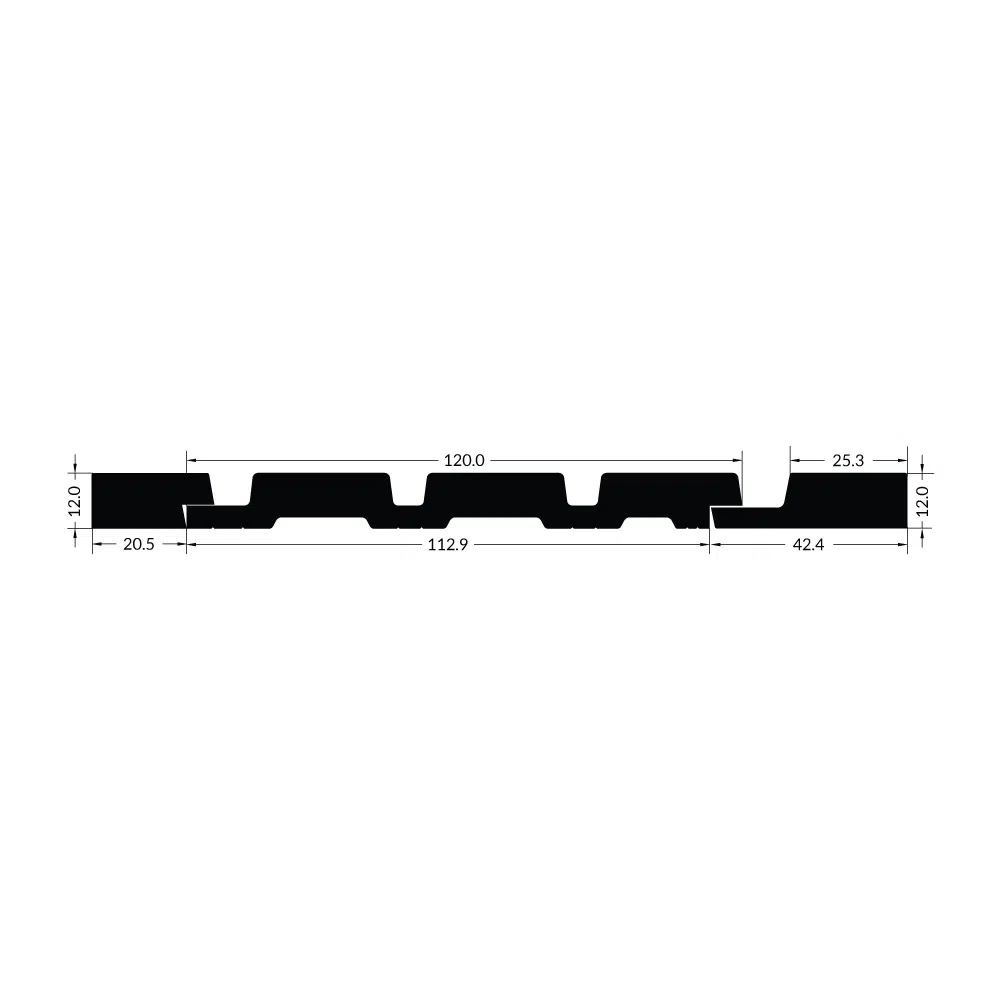 120 x 12mm - Interior Wall Panel - Walnut & Black | Two Tone - Sample